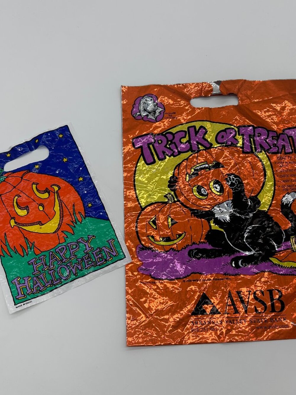 Vintage Lot of 2 Halloween Trick or Treat Plastic Bag McGruff the Crime Dog 1990